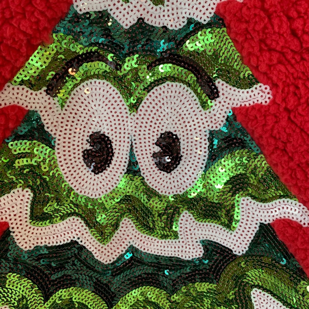 Miss Chievous Christmas Sequin Sherpa Sweater Red - Picture 7 of 8